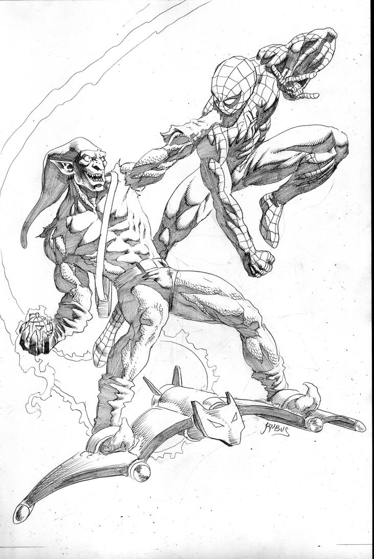 Spiderman vs Green Goblin 2013 commission by ...